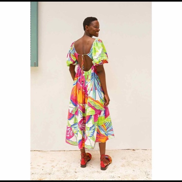 Farm Rio Rainbow Open Back Midi Dress Size S - Picture 2 of 4